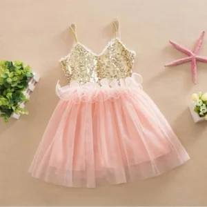 Kids Girls Princess Sequins Toddler Tulle Lace Tutu Slip Dress Pink/90