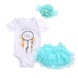 Newborn Baby Girl Dreamcatcher Romper+Tutu Skirt Tulle Outfits Clothes 3pcs Set