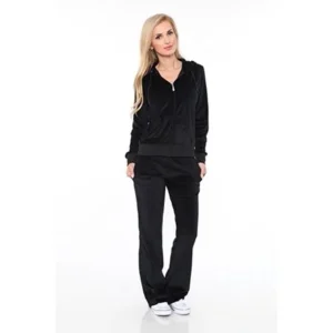 Women's Athletic Soft Velour Zip Up Hoodie and Sweat Pants Set