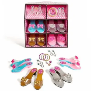 Super star 19 piece Dress up Shoes and Jewelry set - Fashion Girl Princess Dress Up and Role Play Collection Shoe set and Jewelry Boutique