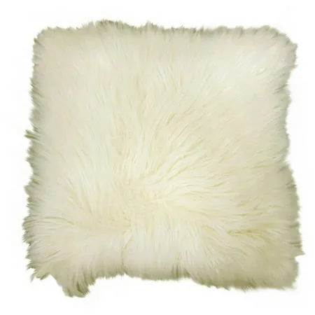 "Better Homes and Gardens Faux Fur Decorative Toss Pillow 16""x16"", Ivory"