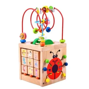 Kids Gift Bead Maze Activity Center for 1 Year Old Around Circle Educational Skill Improvement Wood Toys for Toddlers, Babies (Glowworm)