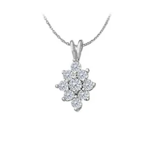 Cubic Zirconia Flower Shape Pendant in 14K White Gold with a Free 16 Inch Chain Latest Trend