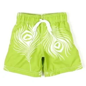 Azul Little Boys Green Feather Flowered Pattern Lined Swimwear Trunks