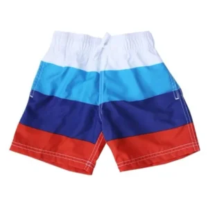 Azul Boys Red Blue White Stripe Flag Stretchy Waist Swimwear Trunks