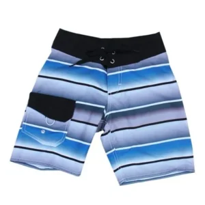 Azul Boy Grey Blue Stripe Roads Print Pocket Flag Swimwear Trunks