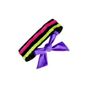 Girls Black Multi Color Chassing Rainbows Trimmed Swim Headband