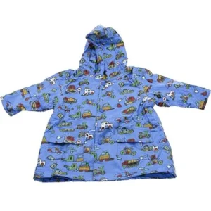 Boys Cute Blue Truck Print Unlined Raincoat 6/6X