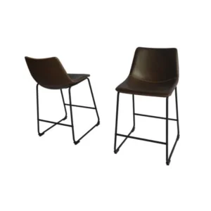 24" Linen Fabric Counter Height Chair (Set of 2)