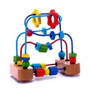 Classic Bead Maze Cube Toy for Babies, Toddlers - Wooden Roller Coaster Beads On Sturdy Wire Frames