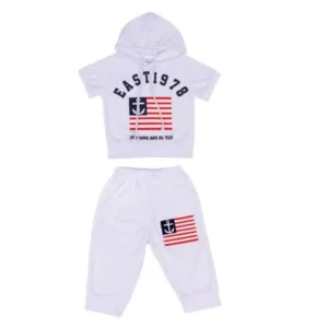 New Summer Children Clothing Boys Hooded T-shirt And Pants Suits
