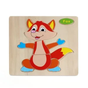 Wooden Cute Fox Puzzle Educational Developmental Baby Kids Training Toy