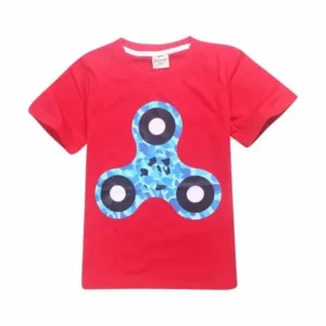 Hand Spinner Boy T-shirt Children Printing Top Sleeve Clothing Red 140