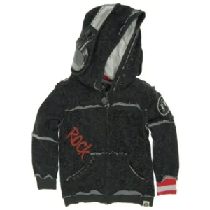 Mini Shatsu Little Boys Grey Rock Graffiti Headphone Printed Hoody Top 2T/3T