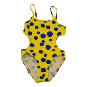 Starfish Little Girls Yellow Blue Polka Dot Print One Piece Swimsuit