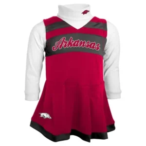 Arkansas Razorbacks NCAA Toddler Girls Cheer Jumper Dress Set w/ Turtleneck