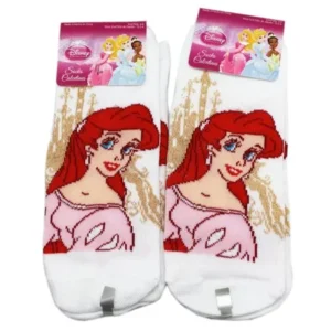 Disney Ariel Pink Dress White Colored Kids Socks (Size 6-8, 2 Pairs)