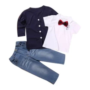 1Set Kids Baby Boys Long Sleeve T-Shirt Tops+Coat+Pants Clothes Outfits