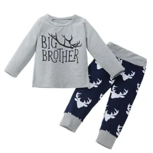 2pcs Toddler Baby Boys Big Brother T-shirt +Trousers Outfits Clothing Set Suit