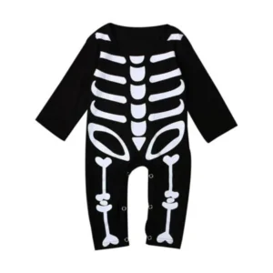 Fashion Kids Infant Baby Boys Girls Long Sleeve Bone Print Romper Clothes