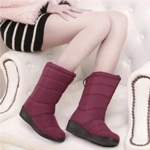 Hot Sale NEW Fashion Winter Women Boots With Velvet Snow Boots Wedge Heel Warm Female Shoes With Tassels Waterproof Non-slip Boots Shoes(red)