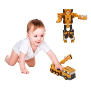 Hot Sale Crane Style Toy Kids Transforming Robot Transformation Anime Action Figure Toy(Orange)