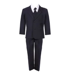 Baby Boys Navy Blue 5 Piece Vest Jacket Pants Special Occasion Suit