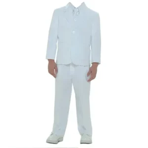 Baby Boys White Single Breasted Jacket Vest Shirt Tie Pants 5 Pc Suit