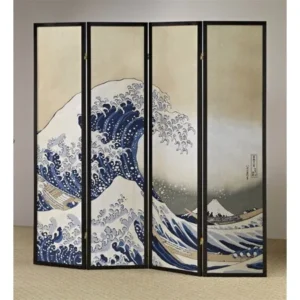 4-Panel Fukusai Wave Shoji Room Divider Screen