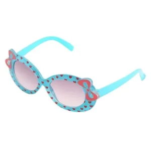 Sunglasses Durable Plastic Cute Baby Child Kids Children Fashion Casual Multicolor Cat Eye Bow Design Heart Print Sunglasses Glasses, Sky Blue