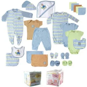 Luvable Friends Newborn Baby Boy Deluxe Coordinated Baby Shower Gift Set, 24pc