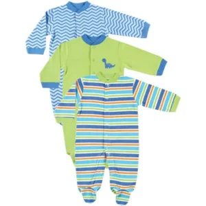 Newborn Baby Boys Sleep N Play Snap Front 3-Pack