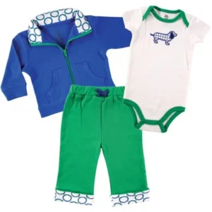 Yoga Sprout Baby Boy Jacket, Bodysuit and Pant 3pc Outfit Set