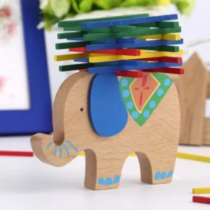 Elephant Colorful Balance Beam Game Kids Educational Coordination Wooden Toy Set Gift
