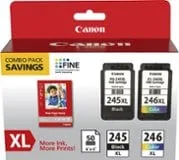 Canon - 245 XL/CL-246XL Combo Pack with GP-502 High-Yield - Pigmented Black/Yellow/Cyan/Magenta Ink Cartridges + Photo Paper - Black/Multi