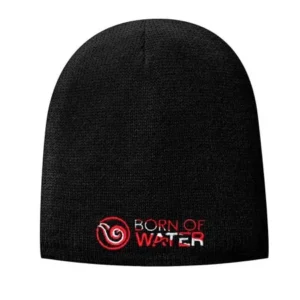 Scuba Diving Fleece Lined Beanie: Born of Water Apparel: Freediving - Black with Dive Flag Logo