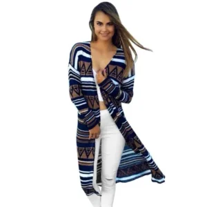 Fashion Printed Long Coat Cardigan Female Slimming Knitted Cardigan Sweater Women sweater