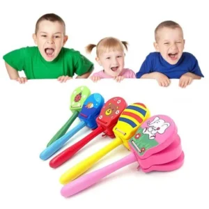 Lovely Cartoon Wooden Castanets Baby Musical Toys Bright Colors for Gifts