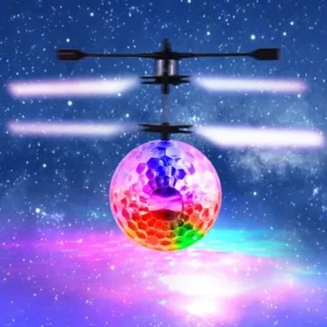 New Upgraded Light Weight Plastic Infrared Induction Flying Flash Disco Colorful Magic LED Ball Stage Lamp Helicopter Children Toy Best Gift for Kids, Black+White, On Sale