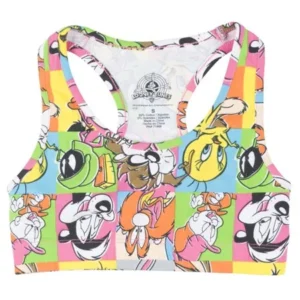 Looney Tunes Sports Bra Athletic Apparel Exercise Gym Aerobics Juniors Multi