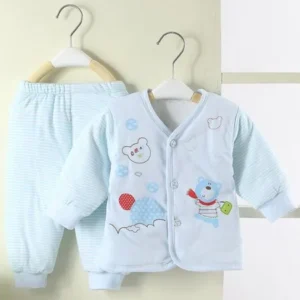 Autumn And Winter Comfortable Warm Cotton Padded Inside Clothes And Pants Suit For Newborn Baby Infant Toddler Girls Boys
