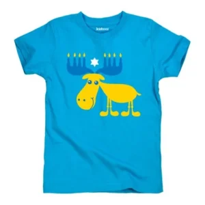 Moose Antler Menorah Cute Cartoon Animal Hanukkah Holiday Kids Toddler T-Shirt