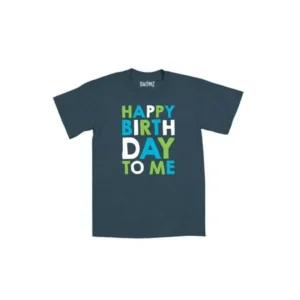 Happy Birthday To Me Stacked, Blue Green - Youth Short Sleeve Tee