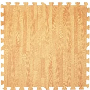 Get Rung Oak Woodgrain Fitness Mat with Interlocking Foam Tiles for Gym Flooring. Excellent for Pilates, Yoga, Aerobic Cardio Work Outs and Kids Playrooms. Perfect Exercise Mat(WOOD, 96SQFT)