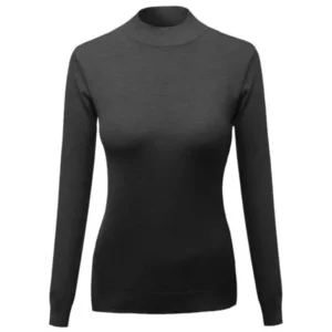 FashionOutfit Women's Silky Mock Turtle Neck Long Sleeve Knit Top Sweater