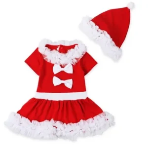 Toddler Baby Girls Christmas Outfits Long Sleeve Dress+Cap Clothes 1Set 80