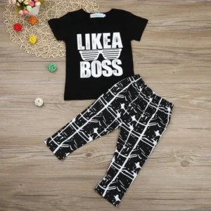 Hot Sale Fashion Baby Boys Clothing Letters Summer T-shirt Printed Pants Toddlers Infant Kids Children Boys Tops+Bottoms Outfits Clothes Twinset