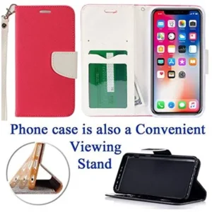 for 5.8" Apple iPhone 10 X case iphoneX Case Phone Case Hybrid 2-Tone Wallet Kick Stand Pouch Pocket Purse Grip Grained Screen Flip Cover Pink White