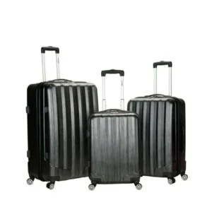 Rockland Luggage 3-Piece Metallic Hardside ABS Spinning Luggage Set