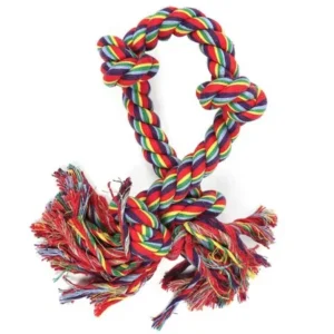 Topeakmart Cotton Color 4-Knot Rope Tug Pets Puppy Dog Pet Rope Toys For All Size Dog, 27-Inch